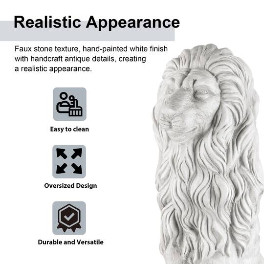Glitzhome® 36.25" Oversized MGO Guardian Sitting Lion Garden Statue